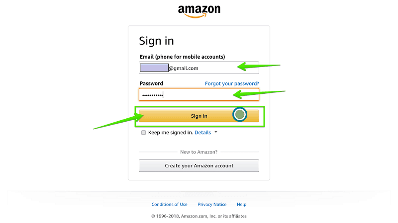 Sign in with amazon account