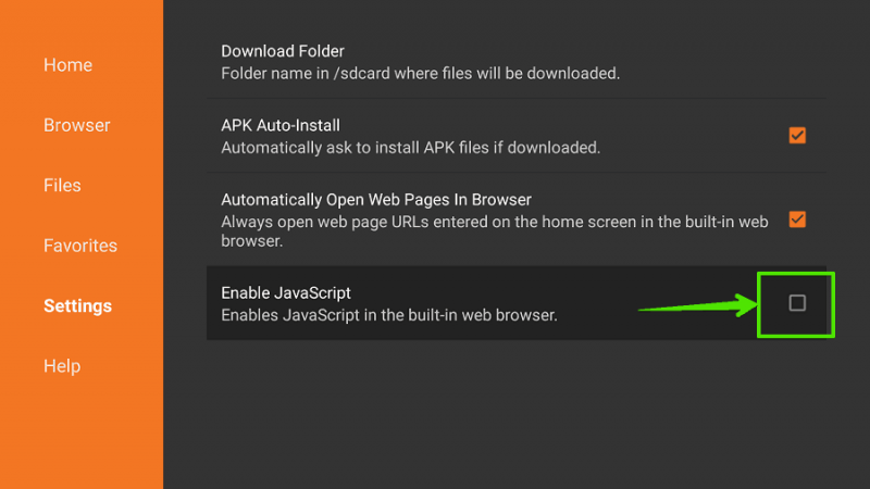 Enable Javascript on Downloader app by AFTVnews.com