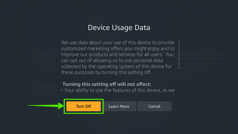 Turn OFF Device Usage Data