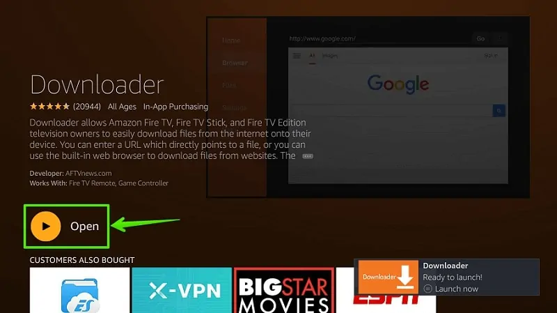 Launch Downloader on Fire TV